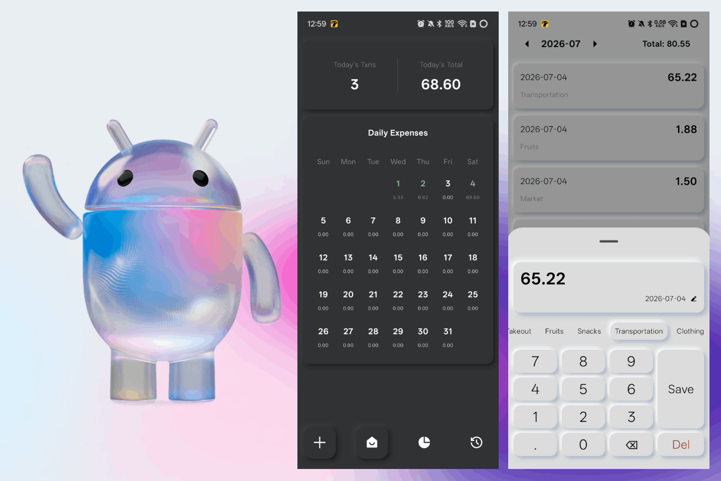 Budgeting app with neumorphism v1.0